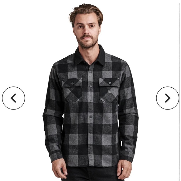 Roark Mens Small flannel shirt jacket. Charcoal, poly, wool, acrylic blend. - Picture 1 of 11